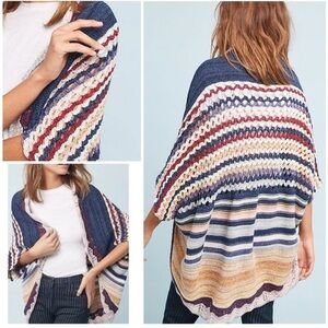 Anthropologie Moth Kearny Cocoon Crochet Knit Striped Sweater Cardigan Size S